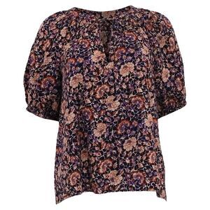 Ulla Johnson Puff Sleeve Peasant Blouse Top in Floral Print Cotton
